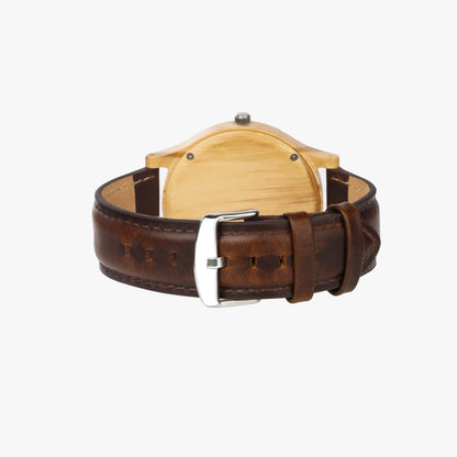 New Attitude Italian Olive Lumber Leather Strap Wooden Watch - NGUG Fashion