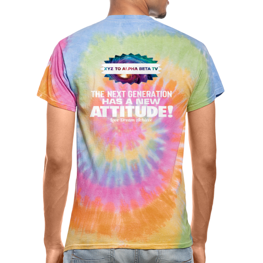 In With The New XYZ To Alpha Beta TV Tie Dye T-Shirt - rainbow